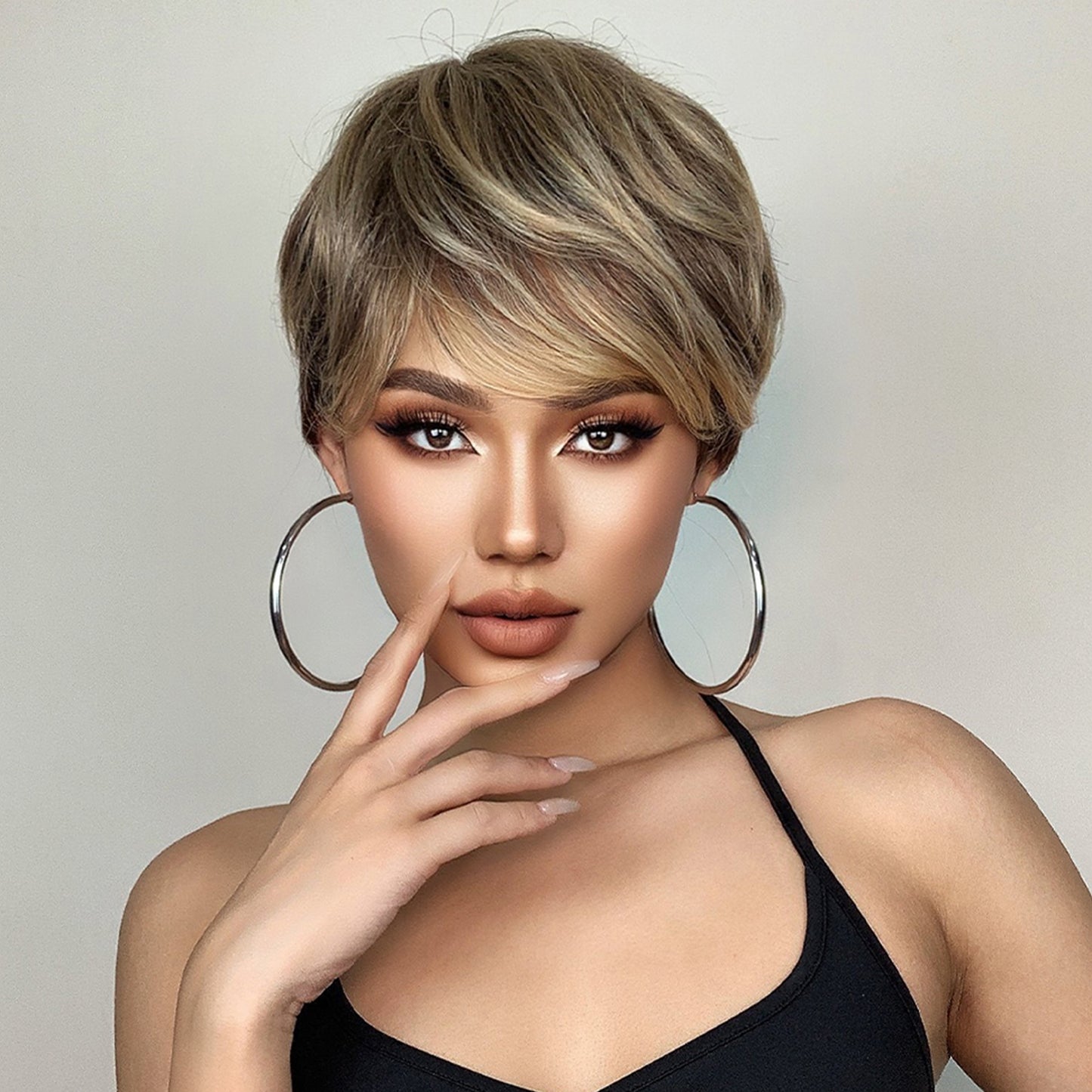 10 inch Brown Ombre Pixie Cut for Women SS127-1