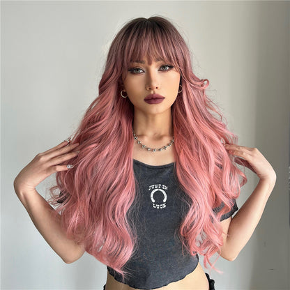 26inches ombre pink wave long hair  fashion wig LC6018