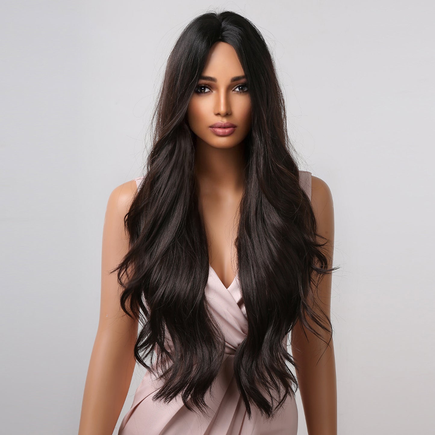 Delivery From US | 28 inch Long Dark Brown Wavy Wigs for Women MA2019-2