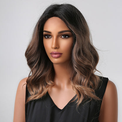 16 Inch Deep Brown Ombre Short Curly Wigs for WomenMA2002-1