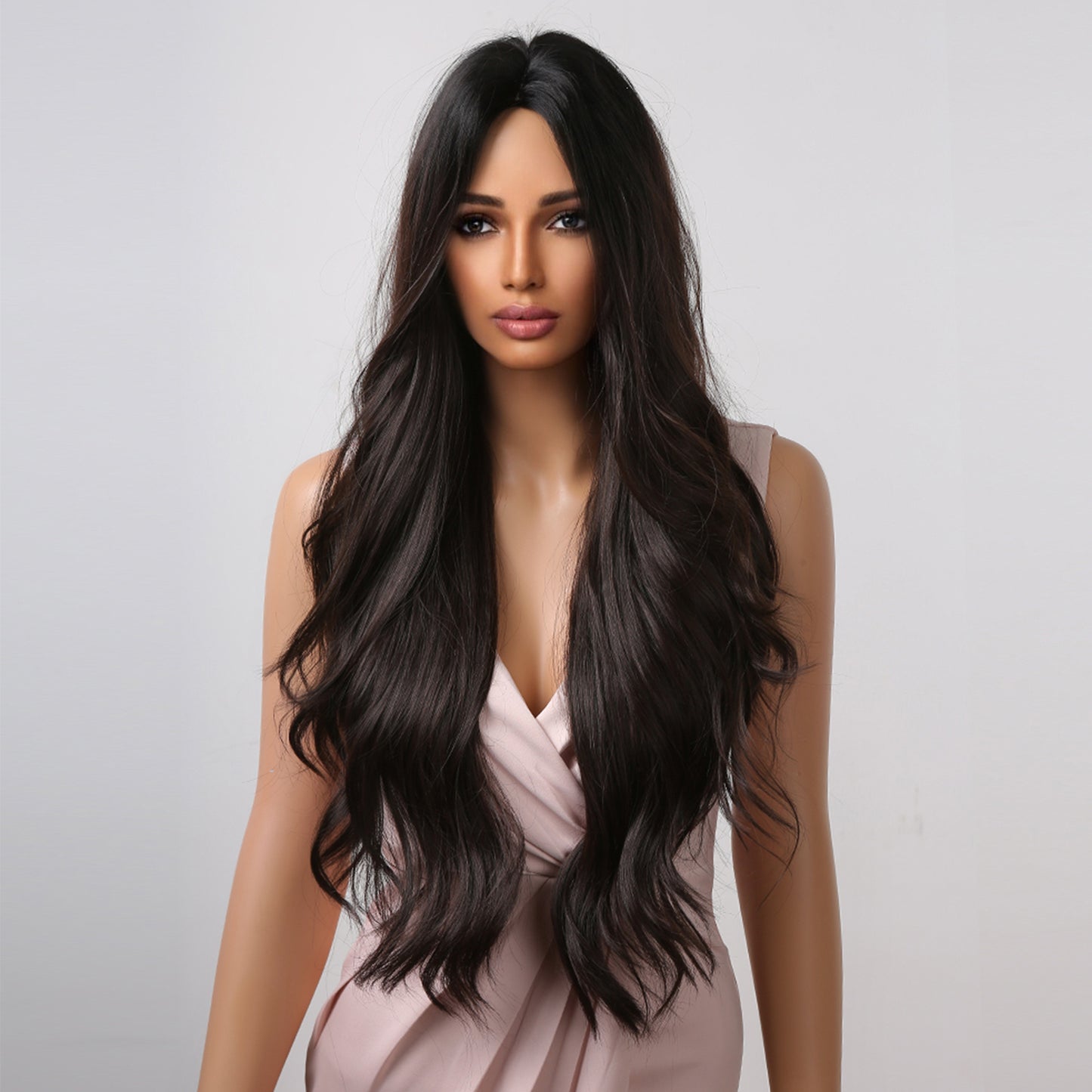 Delivery From US | 28 inch Long Dark Brown Wavy Wigs for Women MA2019-2