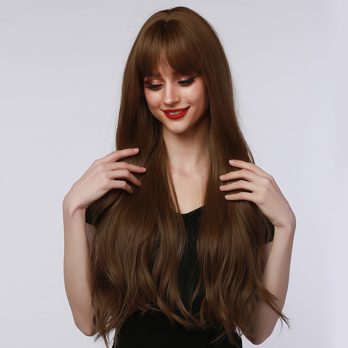 28 Inch Brown Long Wigs for Women LC6103-1