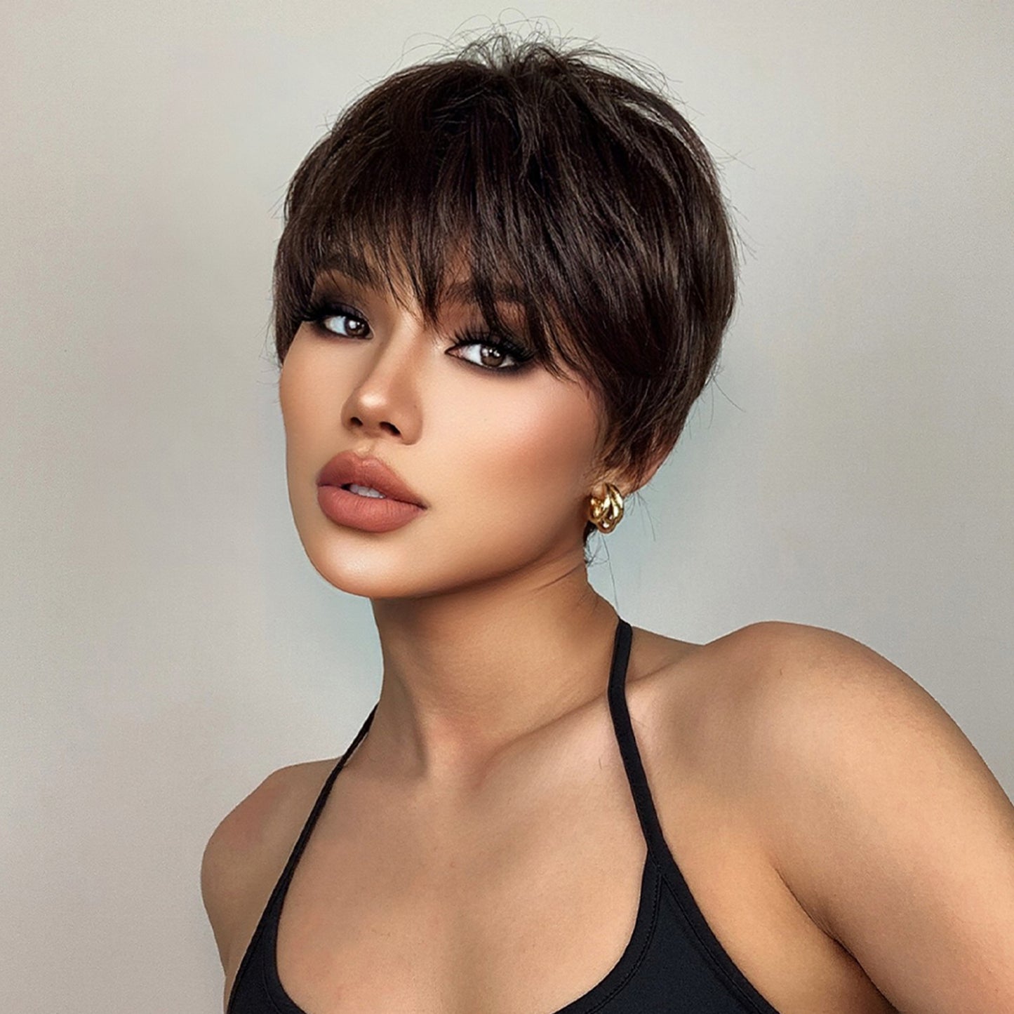 Delivery From US | 8 inch Dark Brown Pixie Cut for Women SS193-1