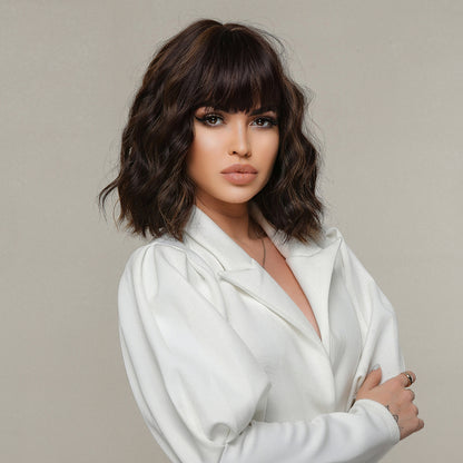 10inches wave short bob hair brown women wig LC8087