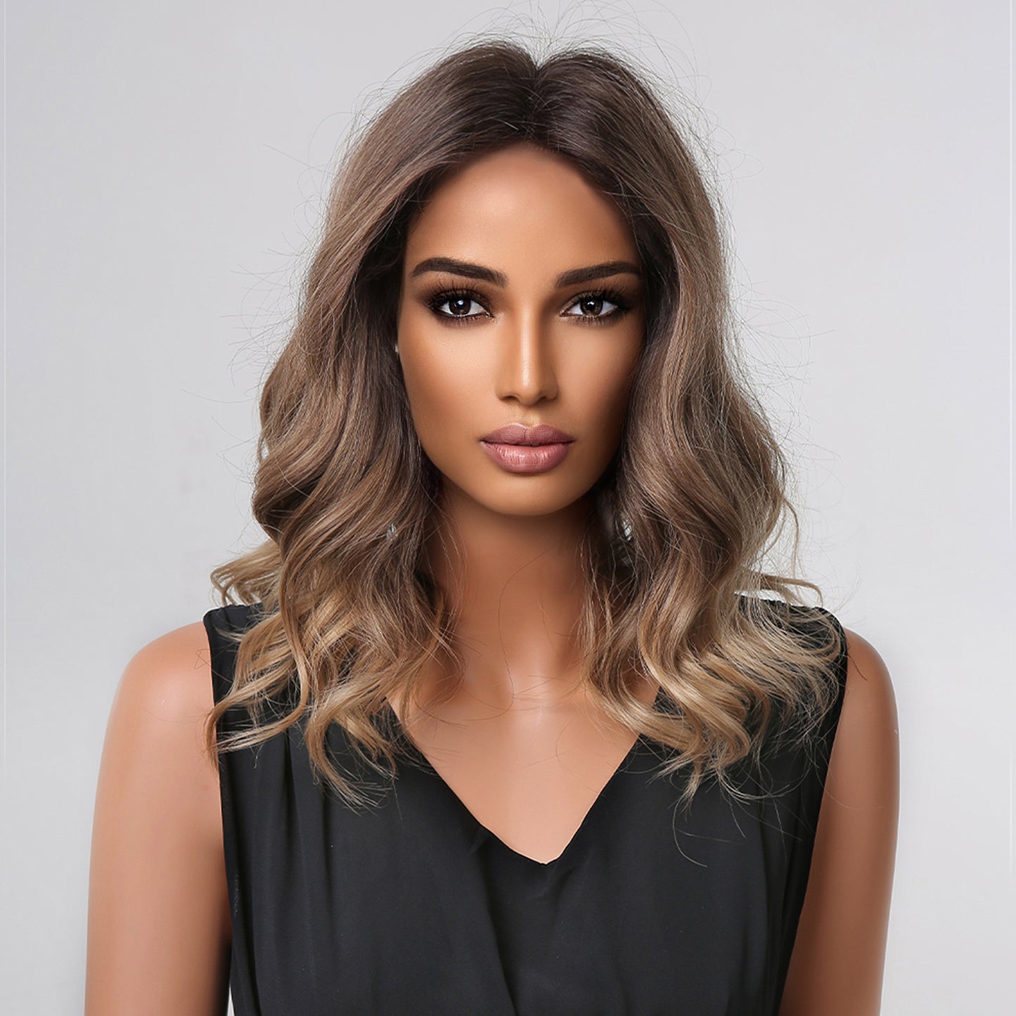 Delivery From US | 16 Inch Brown Ombre Short Curly Wig for Women MA2001-1