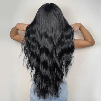 Delivery From US | 28 inch Long Black Wavy Wig Middle Part MA2007-1