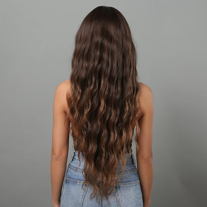 Delivery From US | 30 inch Long Brown Wavy With Bangs for Women MA2029-1