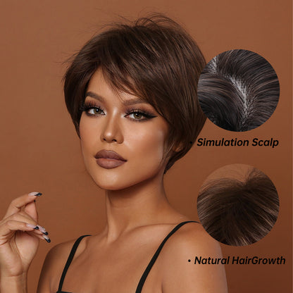 Delivery From US | 10 inch Brown Pixie Cut for Women MA2020-2