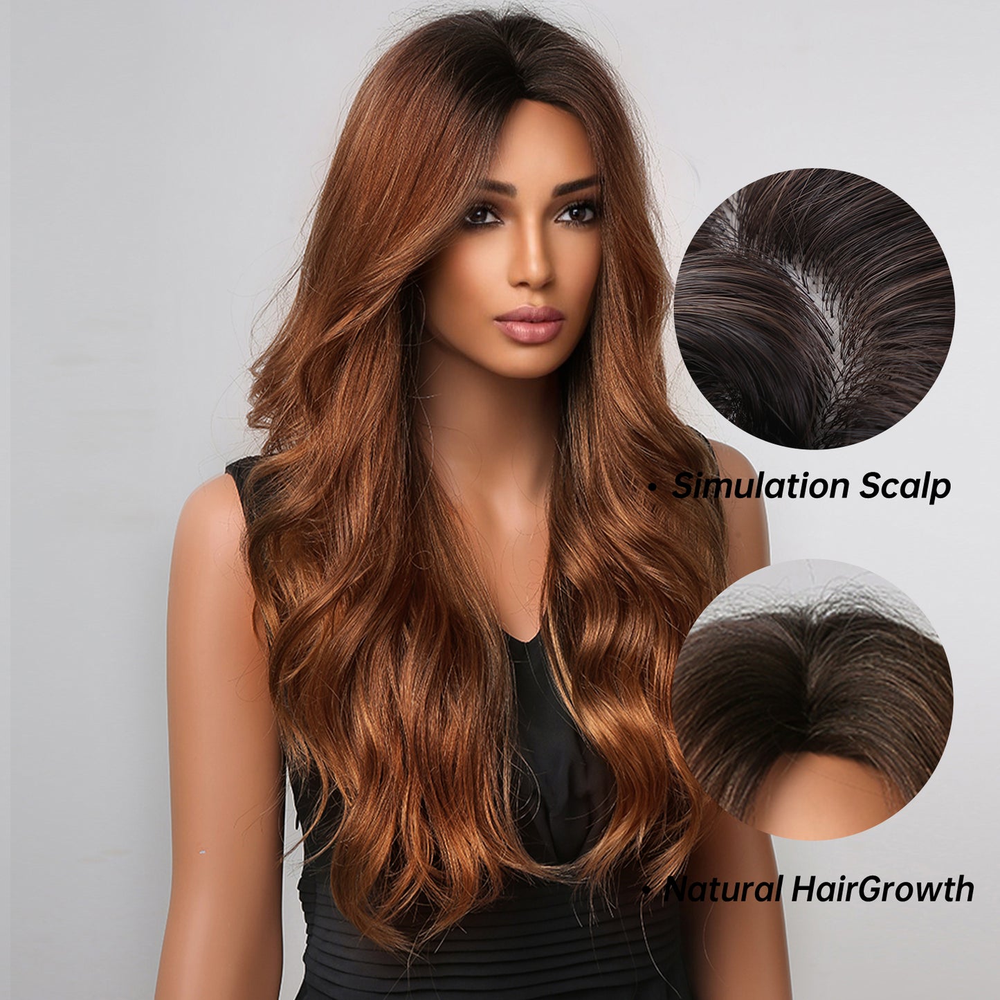 26 Inch Brown Wavy Wigs for Women MA2003-2