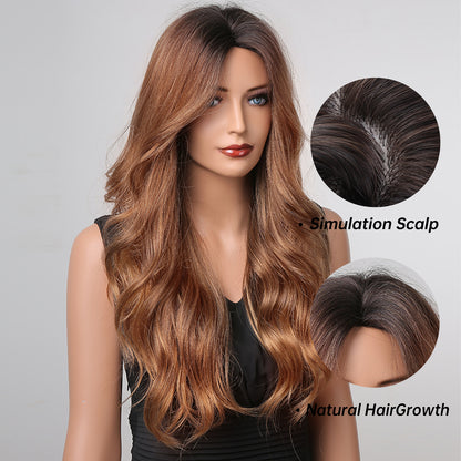 Delivery From US | 24 Inch Brown Wavy Wigs for Women MA2003-1