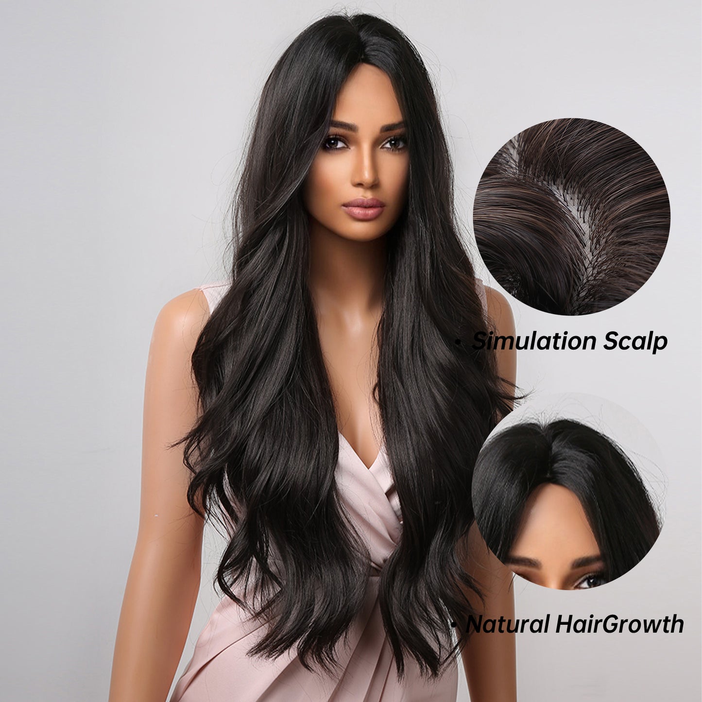 Delivery From US | 28 inch Long Black Wavy Wigs for Women MA2019-1