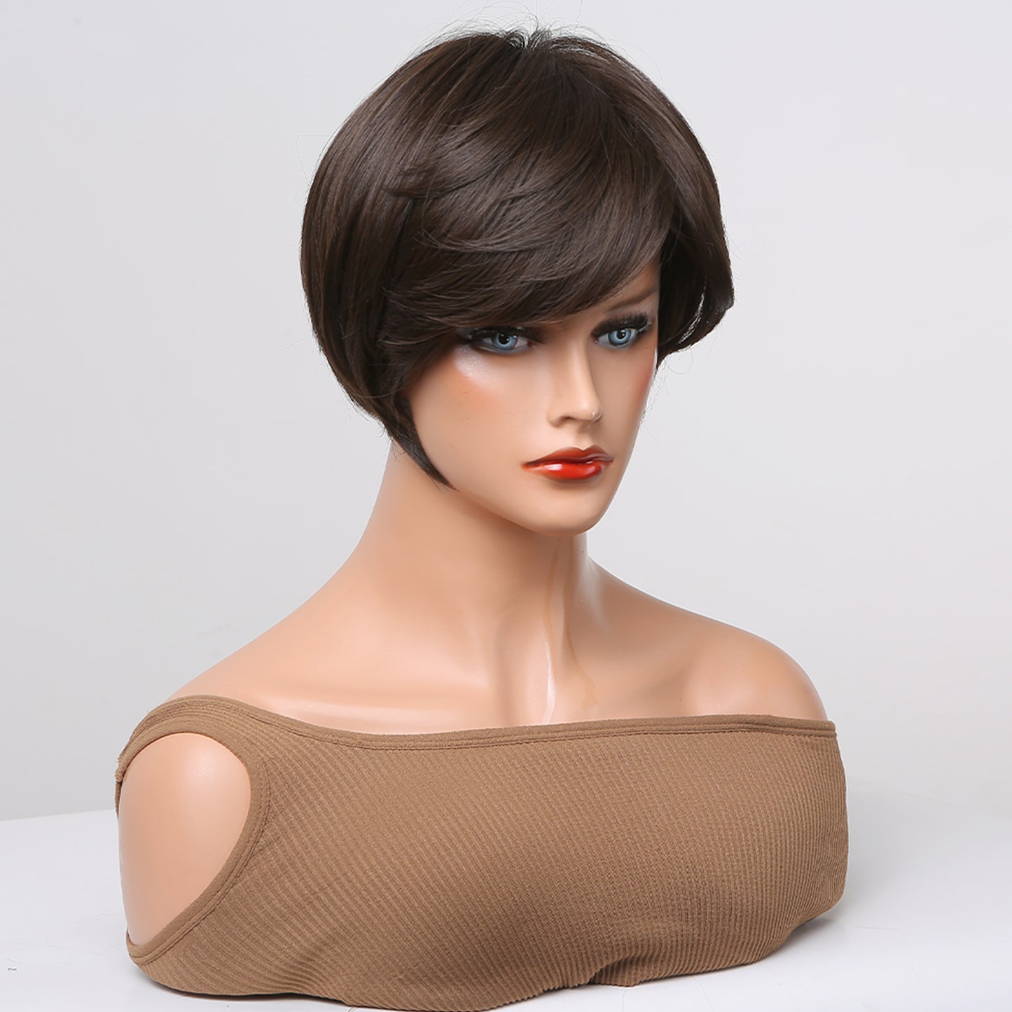 8 Inch Dark Brown Pixie Cut Wig Synthetic Heat Resistant Wig SS179-2