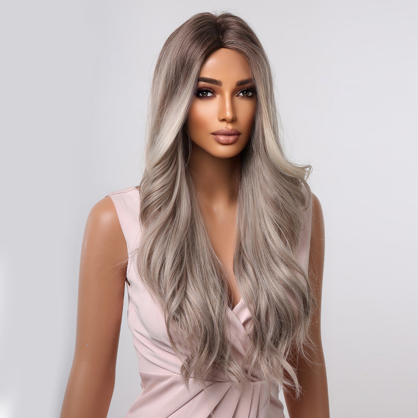 Delivery From US | 28 inch Long Silver Gray Wavy Wig for Women MA2044-1