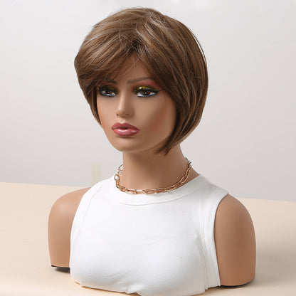 8 Inch Brown Pixie Cut Wig Synthetic Heat Resistant Wig SS179-1