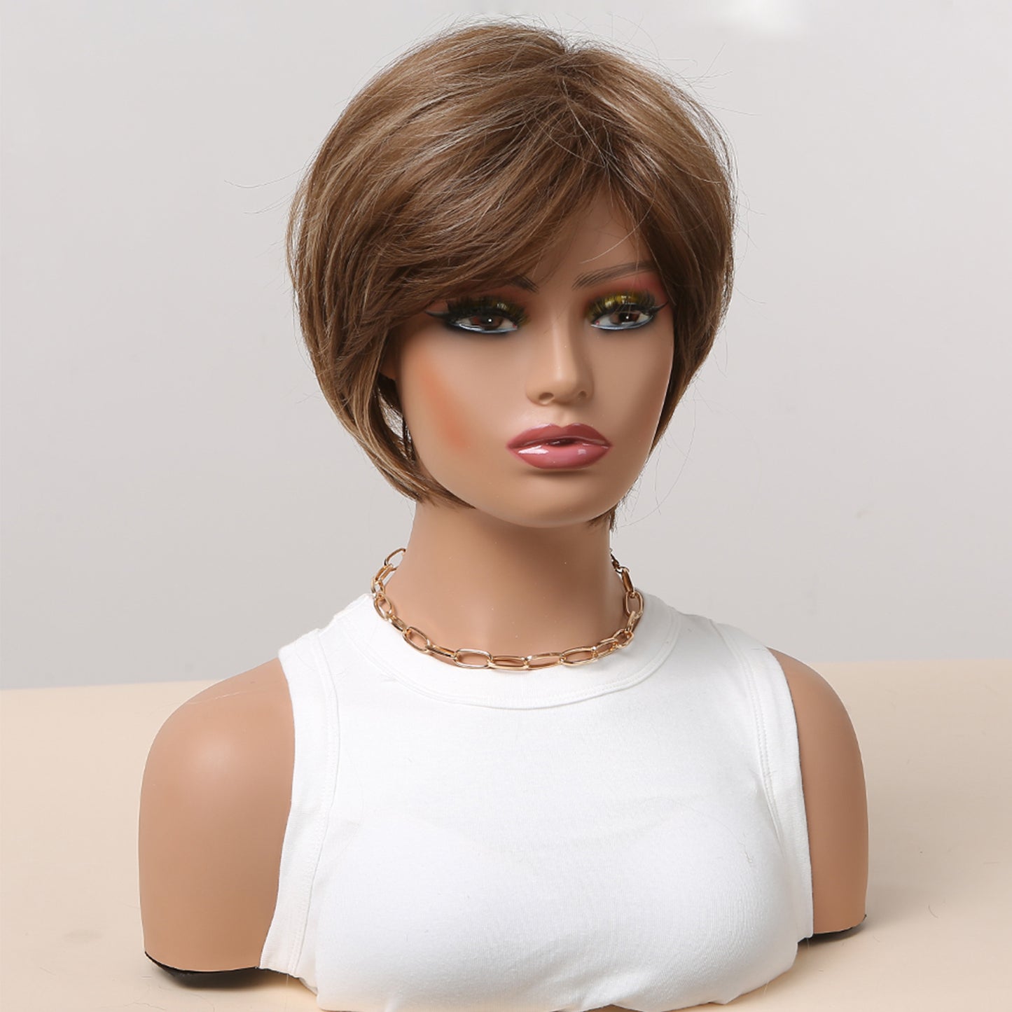 8 Inch Brown Pixie Cut Wig Synthetic Heat Resistant Wig SS179-1