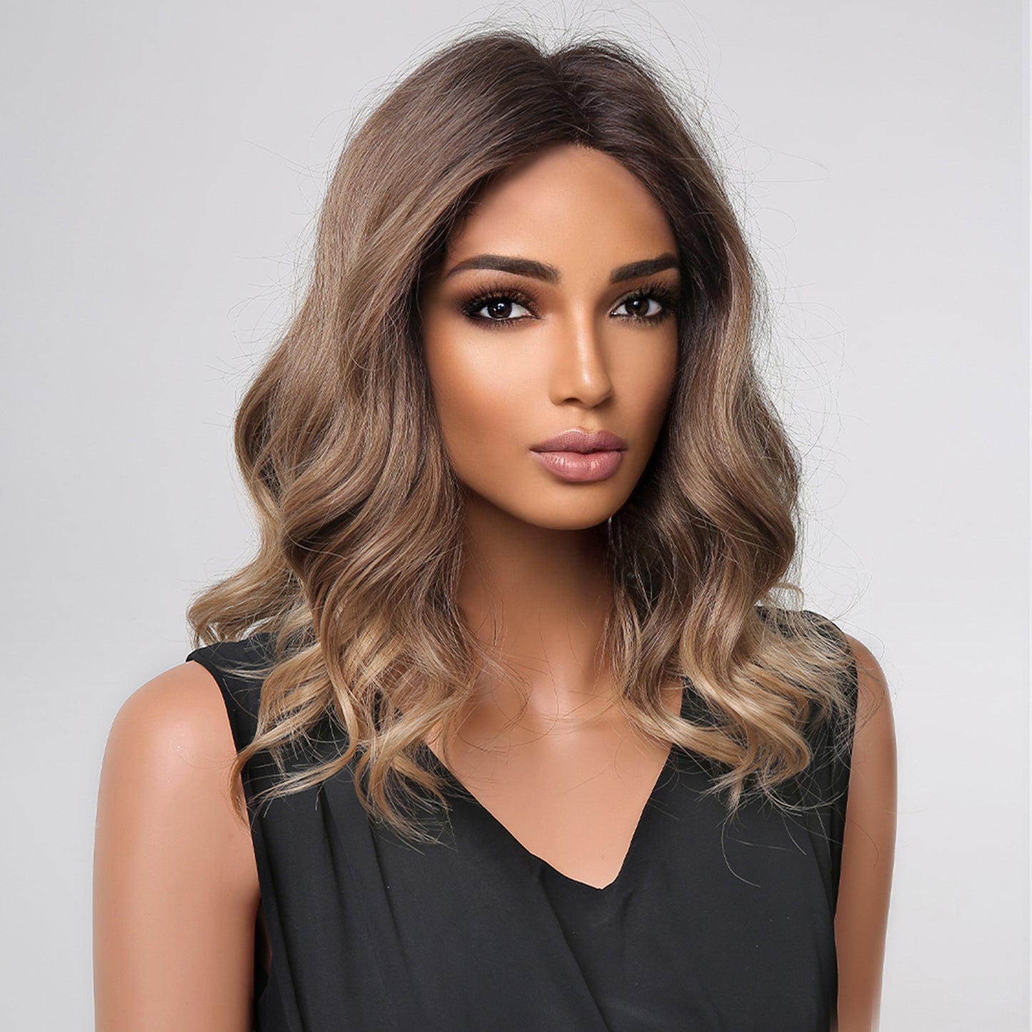 Delivery From US | 16 Inch Brown Ombre Short Curly Wig for Women MA2001-1