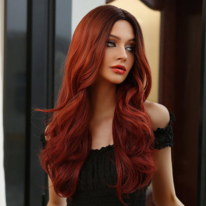 24 Inch Brown Ombre Red long Wavy Wigs for Women LC5221-1