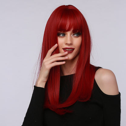 24 Inch Red Long Straight Wigs for Women LC6044-1