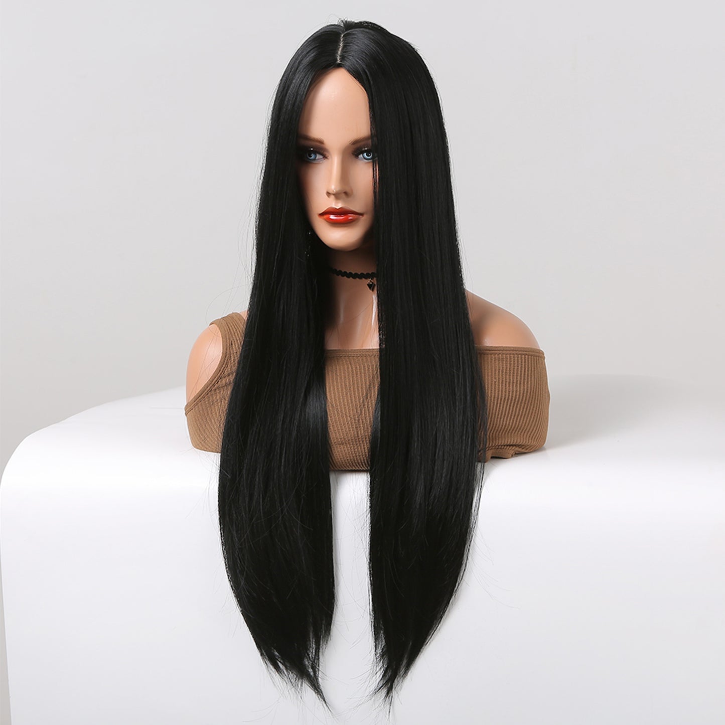 26 Inch Long Black Straight Wig Synthetic Heat Resistant Wig WL1014-1