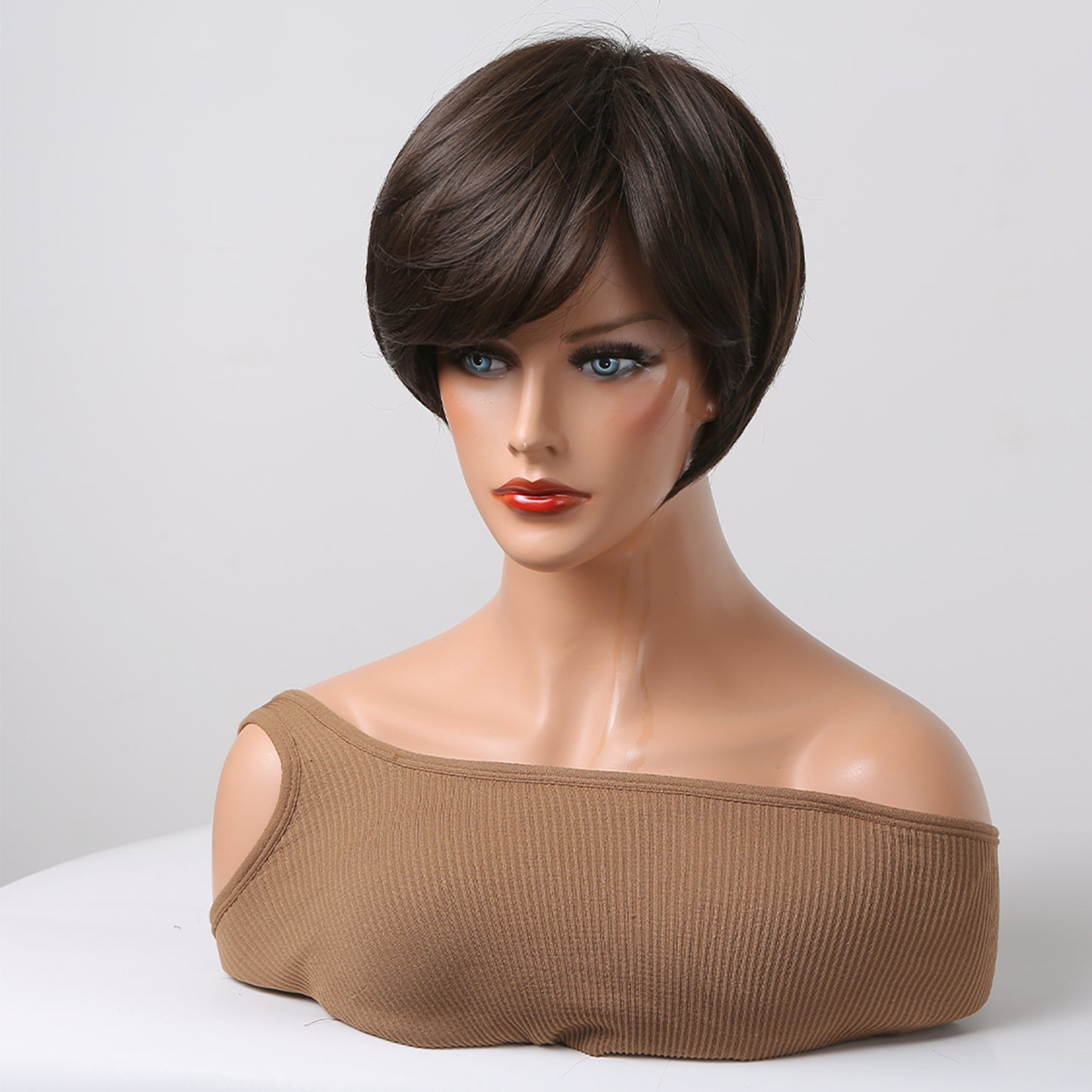 8 Inch Dark Brown Pixie Cut Wig Synthetic Heat Resistant Wig SS179-2