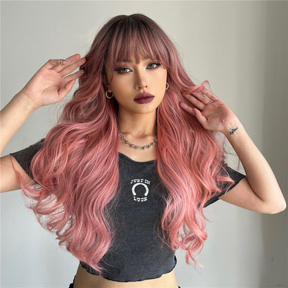 26inches ombre pink wave long hair  fashion wig LC6018