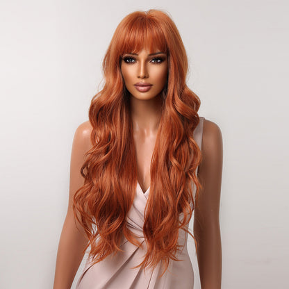 Delivery From US | 26 Inch Orange Long Curly Wavy Wigs with Bangs for Women MA2074-2