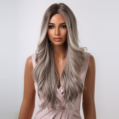 Delivery From US | 28 inch Long Silver Gray Wavy Wig for Women MA2044-1