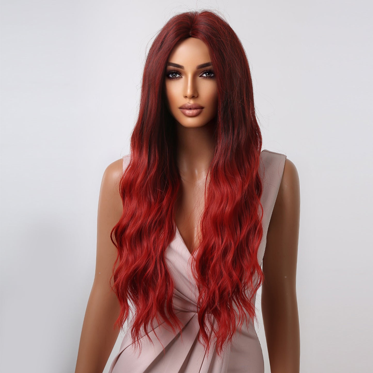 Delivery From US | 30 inch Long Red Wavy Wig for Women MA2043-1