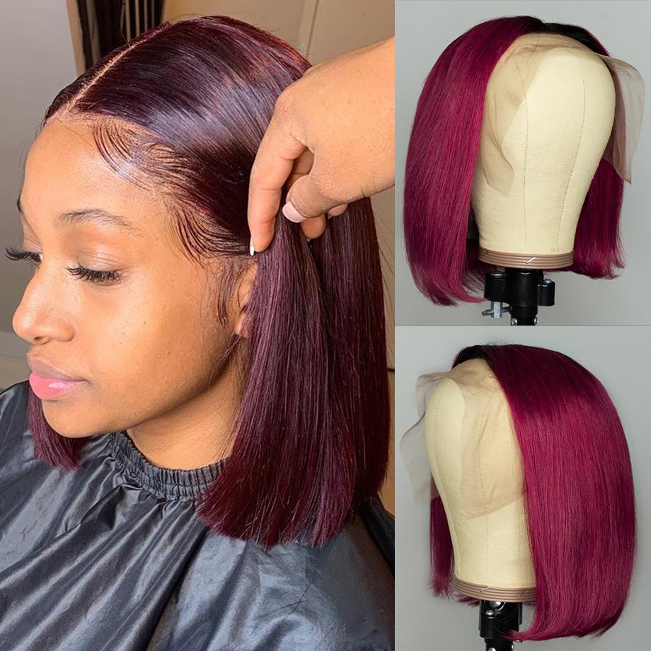 99J 13x4x1 T Lace Front Human Hair Bob Wig, 8-14 inches