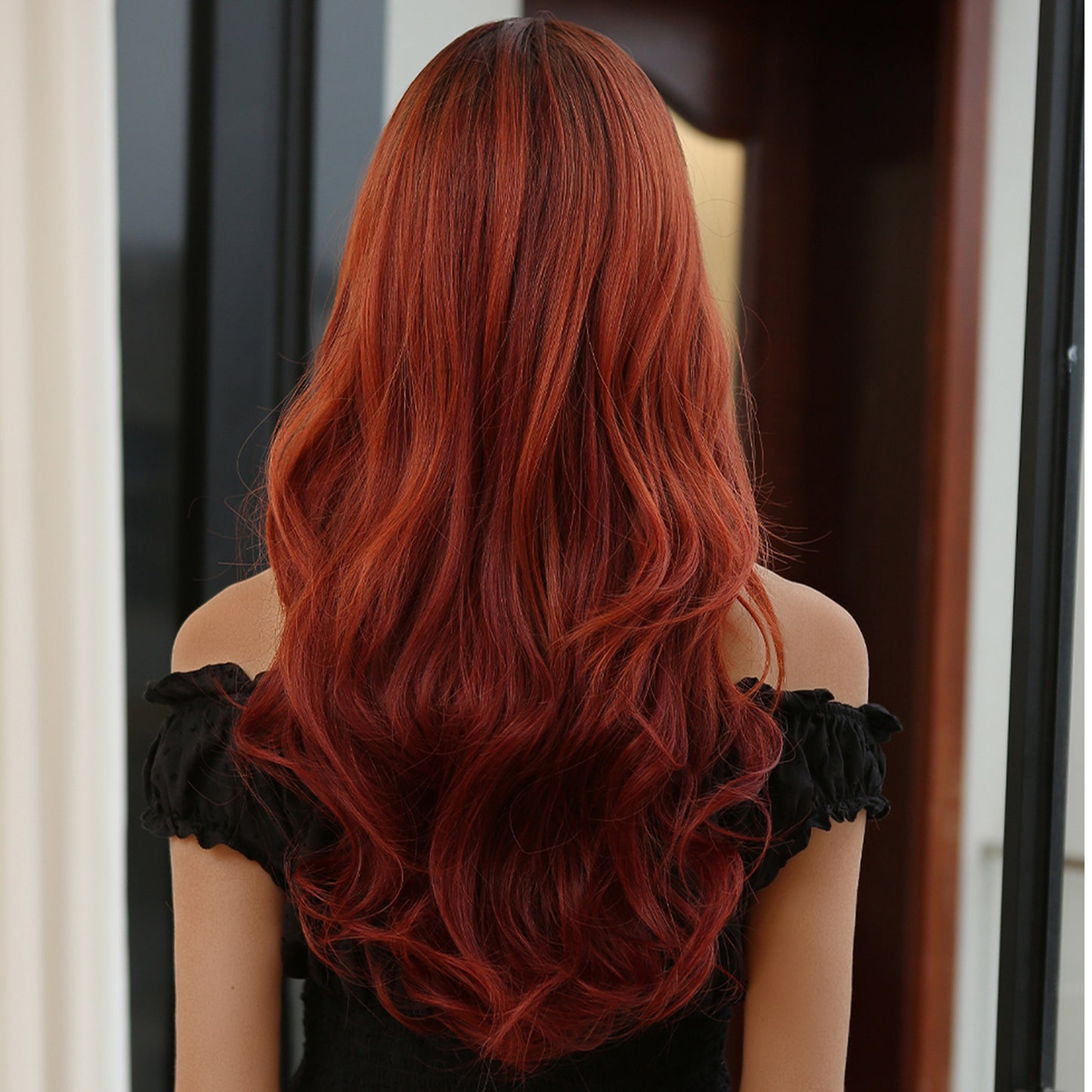 24 Inch Brown Ombre Red long Wavy Wigs for Women LC5221-1