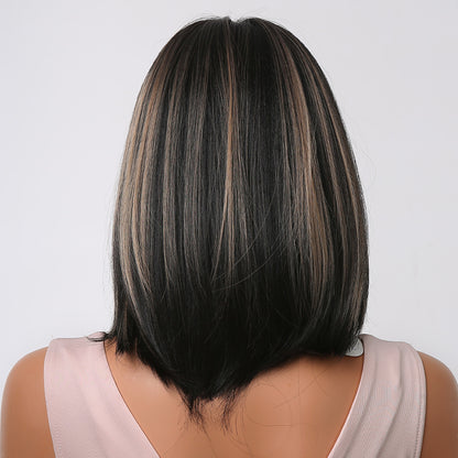 Delivery From US | 14 inch Black Mixed Brown Bob for Women MA2038-1