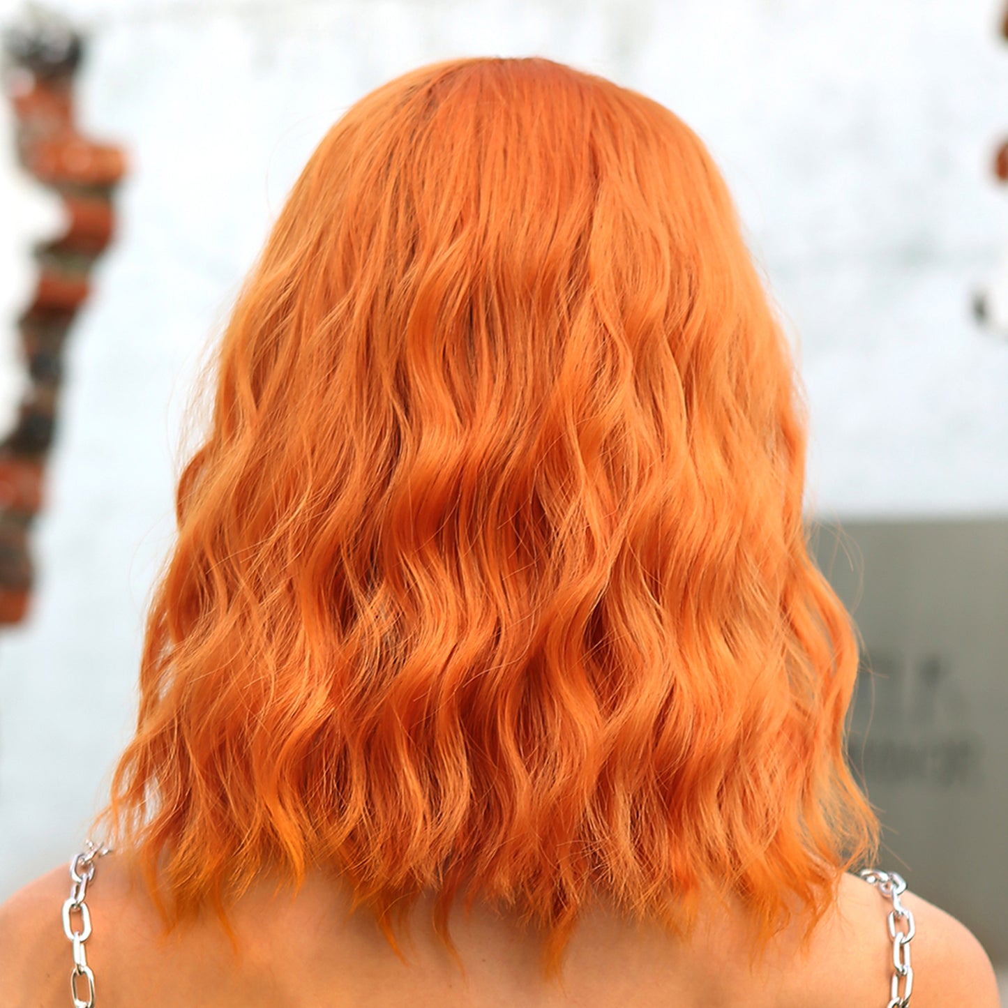 16 Inch Orange Wavy Bob wigs for Women WL1006-1