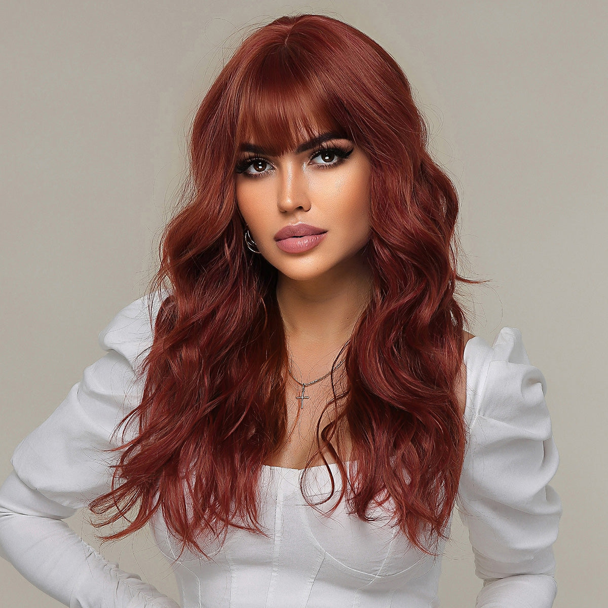 24inches ombre red long wave popular wig LC8086