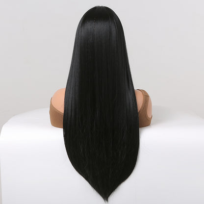 26 Inch Long Black Straight Wig Synthetic Heat Resistant Wig WL1014-1