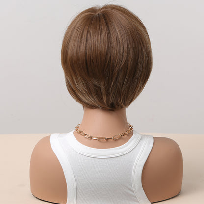 8 Inch Brown Pixie Cut Wig Synthetic Heat Resistant Wig SS179-1