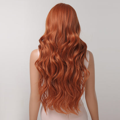 Delivery From US | 26 Inch Orange Long Curly Wavy Wigs with Bangs for Women MA2074-2