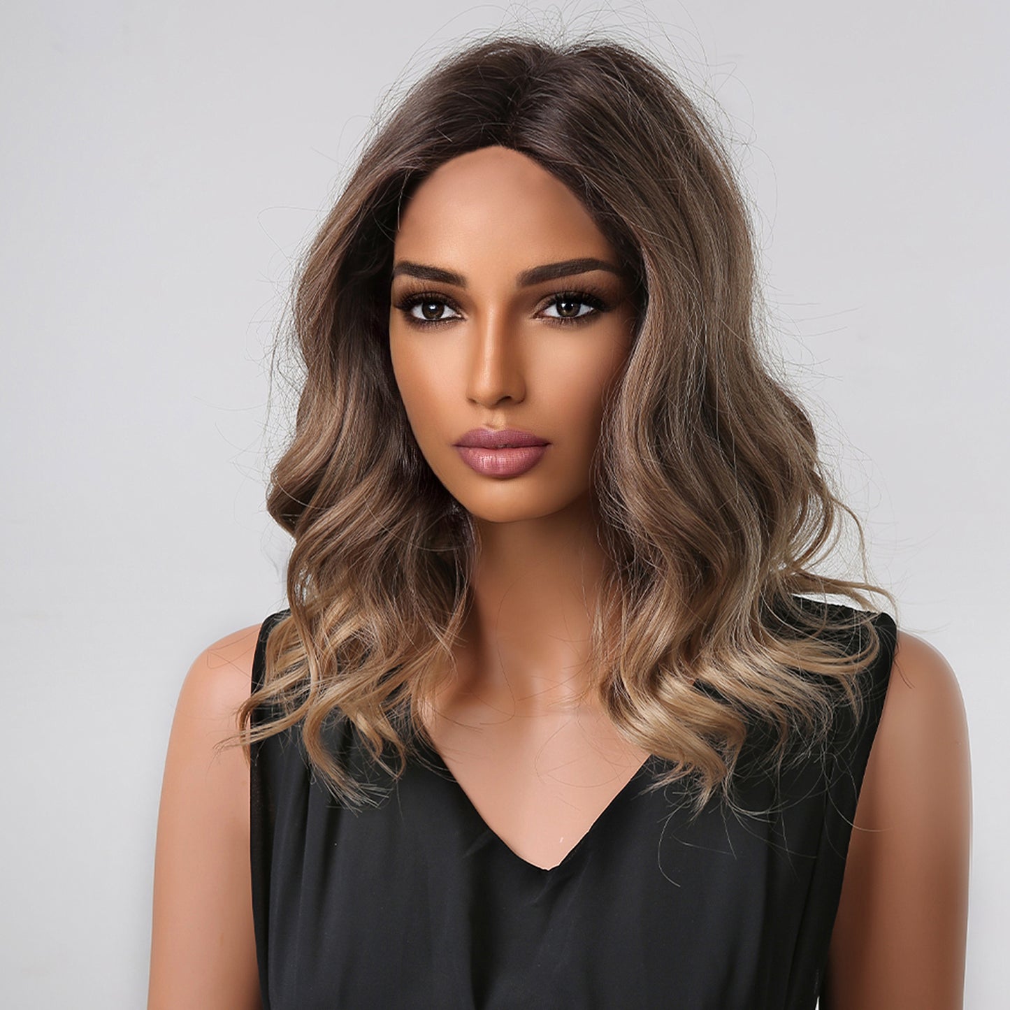 Delivery From US | 16 Inch Brown Ombre Short Curly Wig for Women MA2001-1