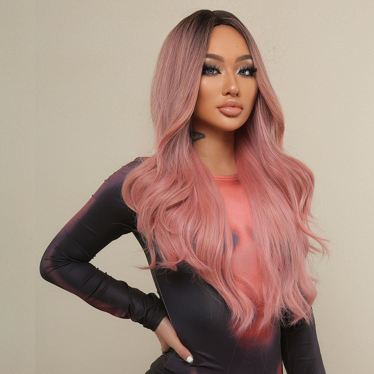 26inches long wave hair ombre pink fashion hair LC313