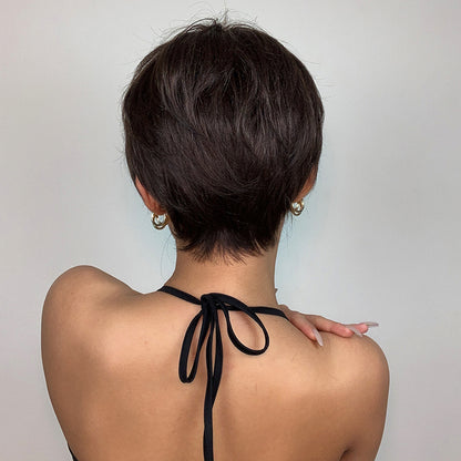 Delivery From US | 8 inch Dark Brown Pixie Cut for Women SS193-1