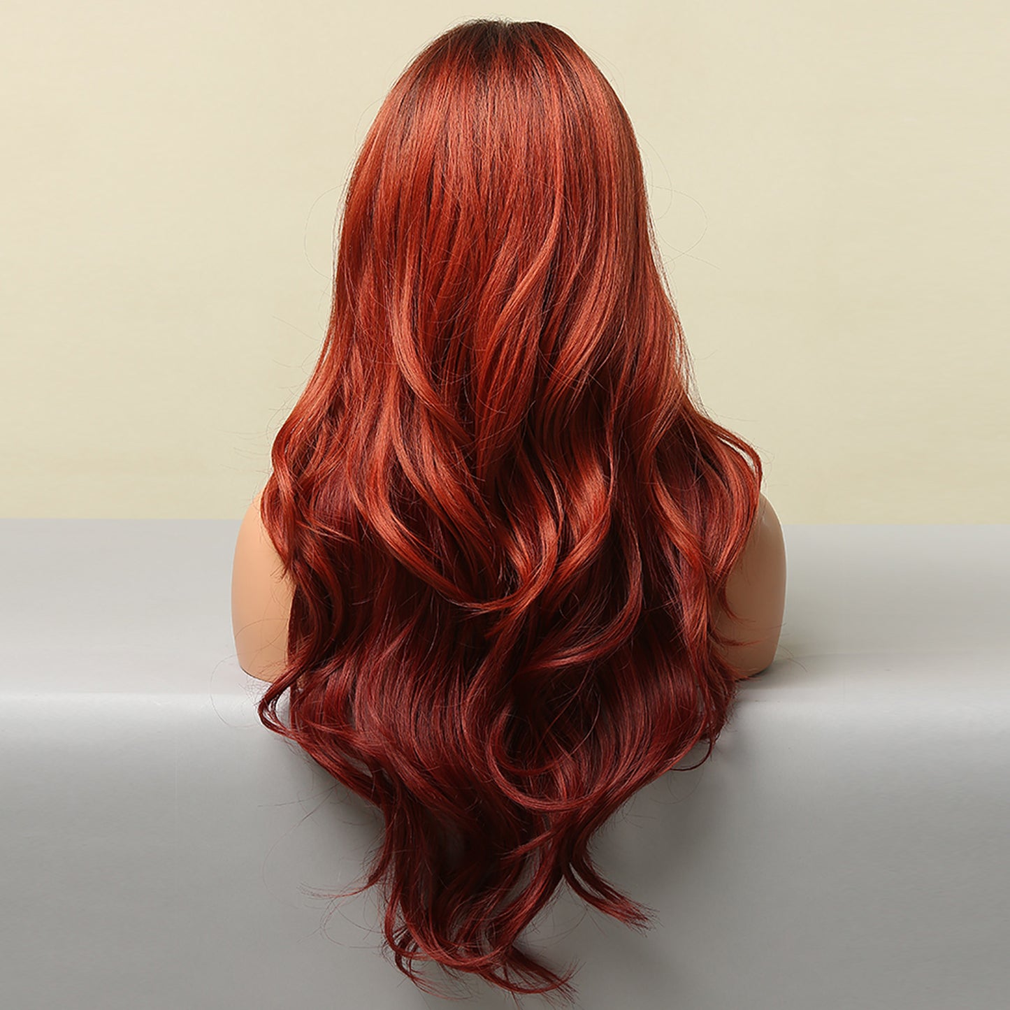 28 Inch Long Dark Red Wavy Wig With Bangs Synthetic Heat Resistant Wig LC5221-1