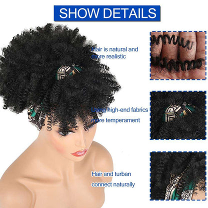 Afro Kinky Synthetic Headband Wig Kinky Curly Wig Afro Wrap Wigs