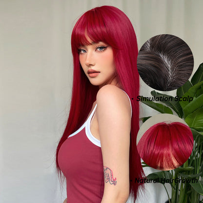 26Inch Red Long Straight Wigs for Women WL1085-1