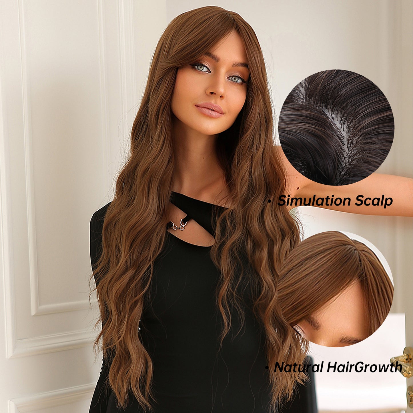 28 Inch Brown Long Wigs for Women LC357-1