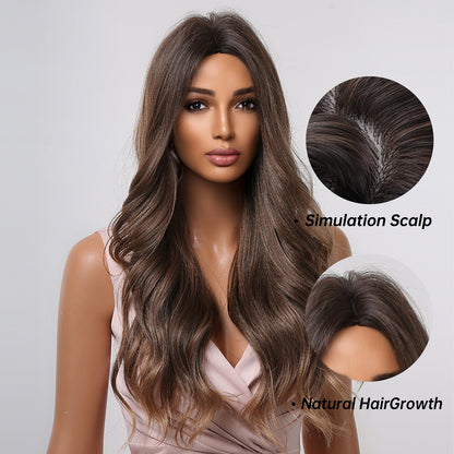 Delivery From US | 26 inch Long Brown Wavy for Women MA2040-1