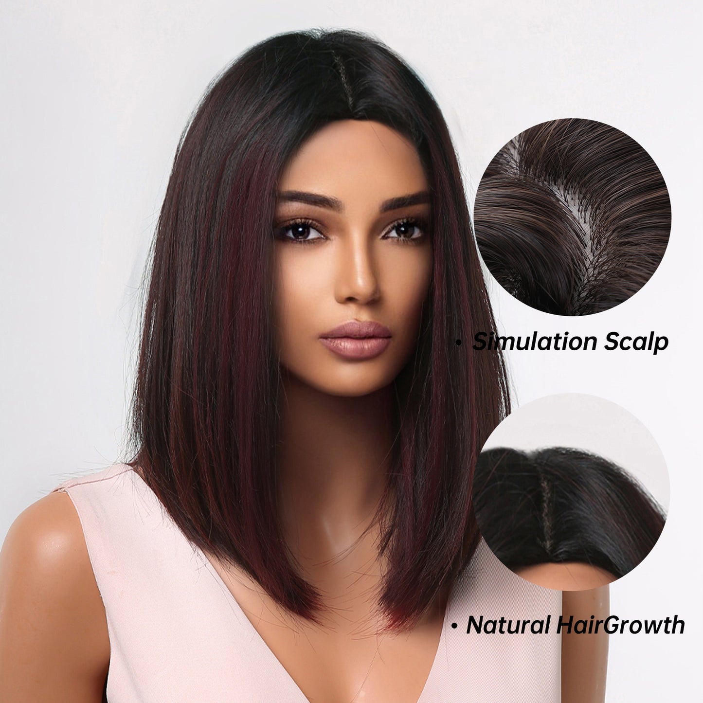 Delivery From US | 14 inch Dark Black Middle Part Bob for Women MA2054-1