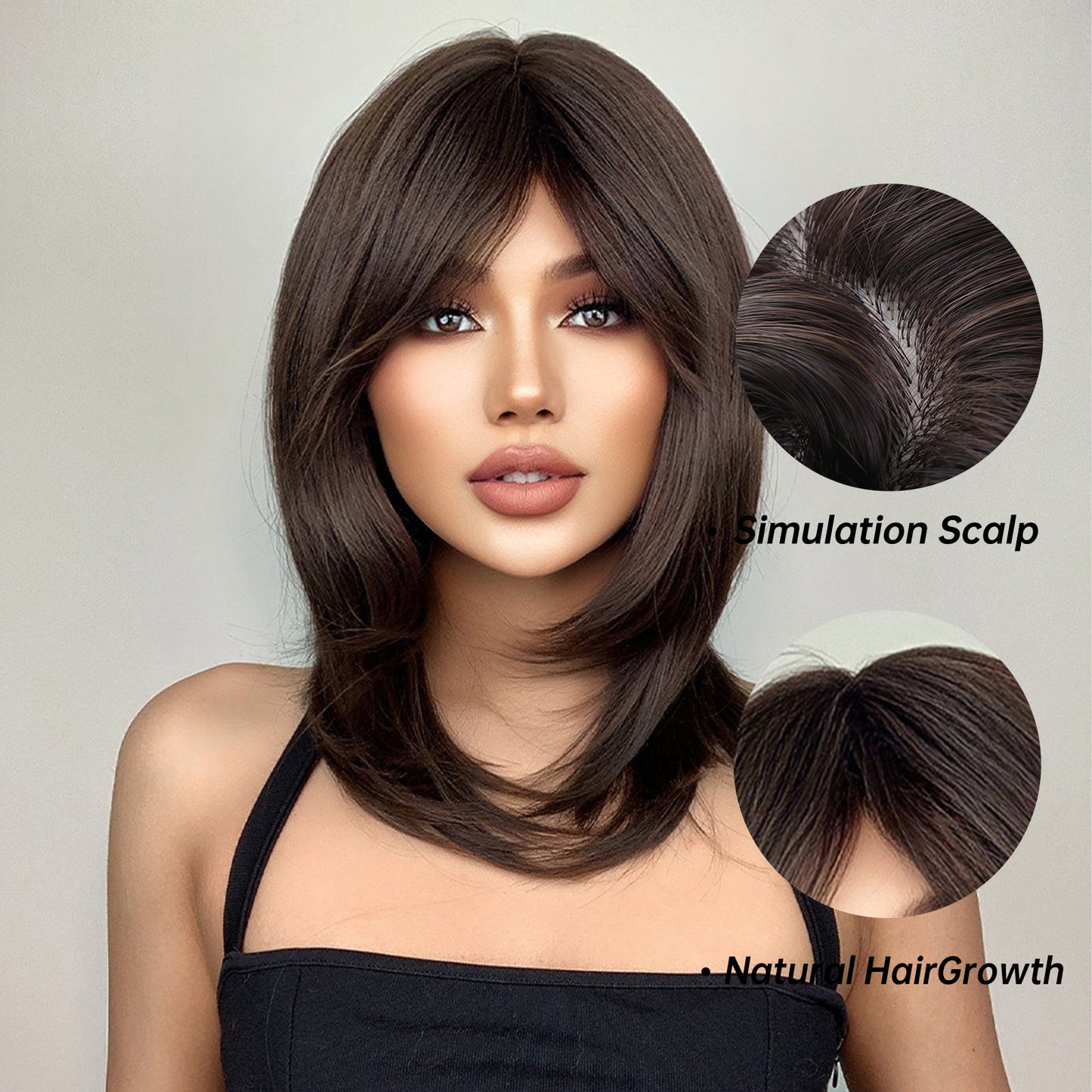 Delivery From US | 18 Inch Brown Long hair Wigs for Women LC242-6