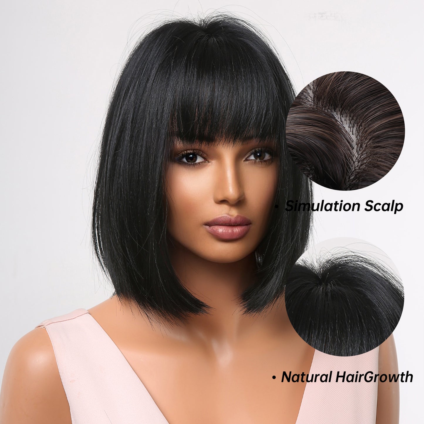 Delivery From US | 10 inch Black Short Bob With Bangs for Women MA2049-1