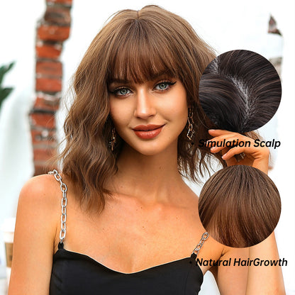 Delivery From US | 14 Inch Brown Wavy Bob wigs for Women SS170-4