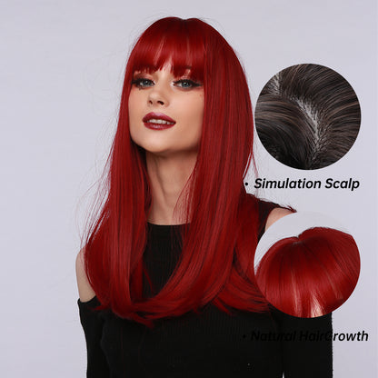 24 Inch Red Long Straight Wigs for Women LC6044-1