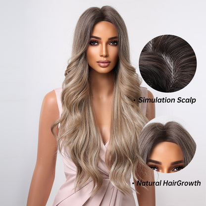 Delivery From US | 30 inch Long Gray Wavy Wig for Women MA2047-1